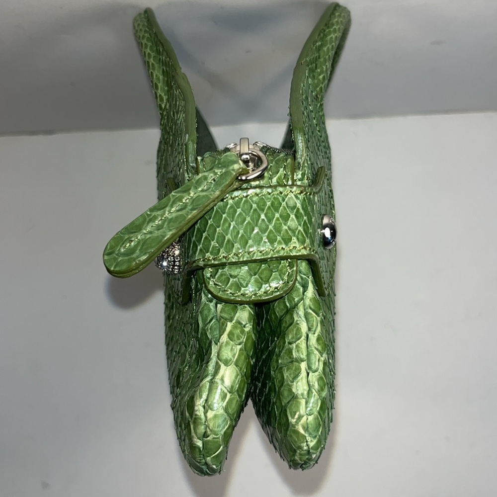 NWOT Vintage Tod’s Green Snakeskin Leather With Crystal Clutch Shoulder Bag - Picture 11 of 16